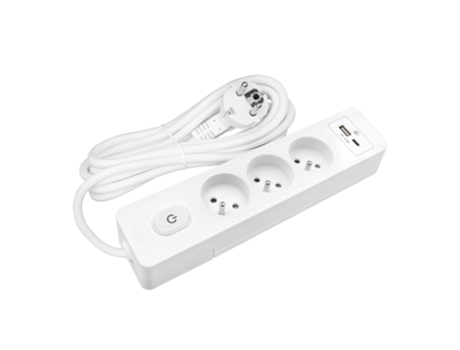 Extensão Eléctrica SELDUR G3Fu32B 3 Tomadas + Interrutor Usb A+C Carregamento Standard 12W Branco Cabo de 3M