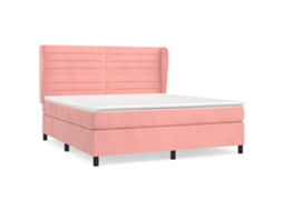 Cama com Molas/colchão 160x200 Cm Veludo Rosa MAISON EXCLUSIVE