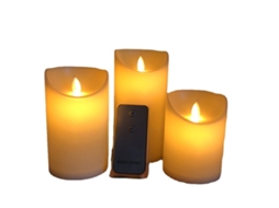 Lurelia Vela Led, 3 Peças, A Pilhas, Com Comando, Temporizador, Efeito Chama Real, Para Natal, Casamento E Festas