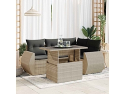 Vidaxl 6 Pcs Conj. Sofás Jardim Com Almofadões Vime Pe Cinzento-claro