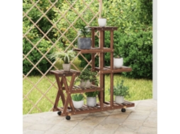 Vidaxl Suporte De Plantas Com Rodas 95x25x101 Cm Abeto Maciço