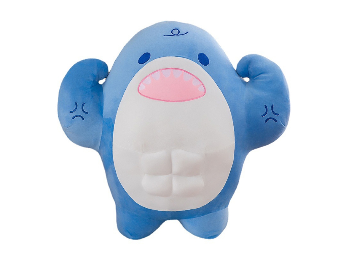 Mali boneca de Pelúcia Tubarão Musculoso Azul 50cm Travesseiro de Abraço Presente de Aniversário