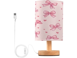 Luminária De Cabeceira Led Pequena Skyshu Com Base Madeira Antiderrapante E Cúpula Que Não Agride Os Olhos, Ideal Para