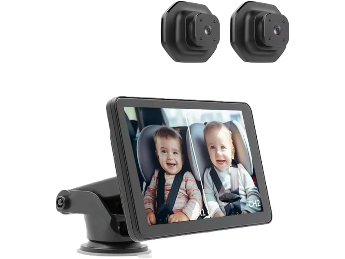 Monitor Automotivo de Lente Dupla 1080p, Tela Ips de 5 Polegadas, Lentes Ajustáveis SFUSHOS