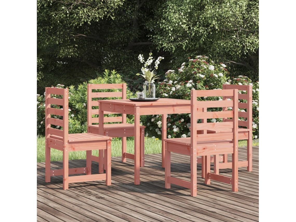 Conjunto 5 Peças Jantar P/ Jardim Madeira De Douglas Maciça Dkd Home Decor