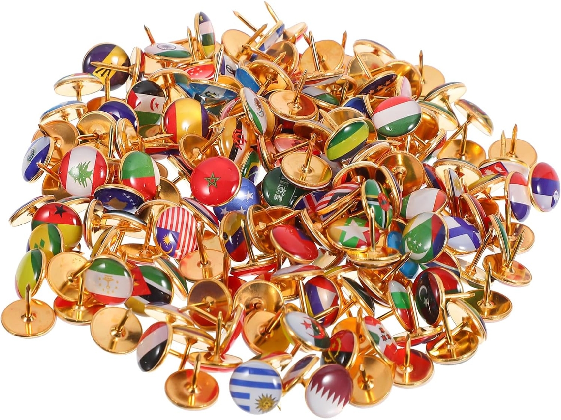 Lurrose Conjunto De 200 Tachinhas Com Bandeiras Países