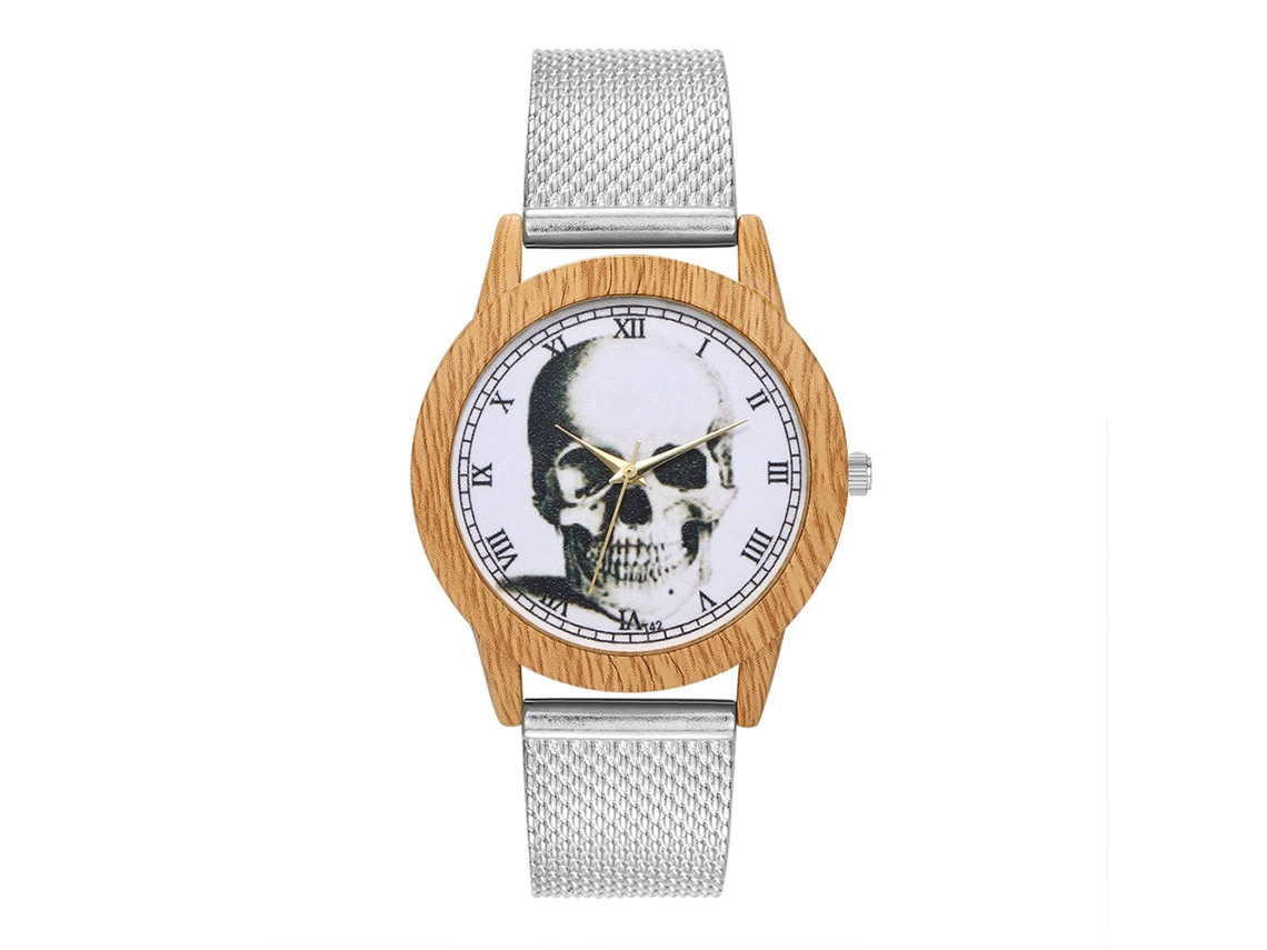 Reloj De Cuarzo Unisex Con Correa De Silicona, Dial Anual, Casual, Plata