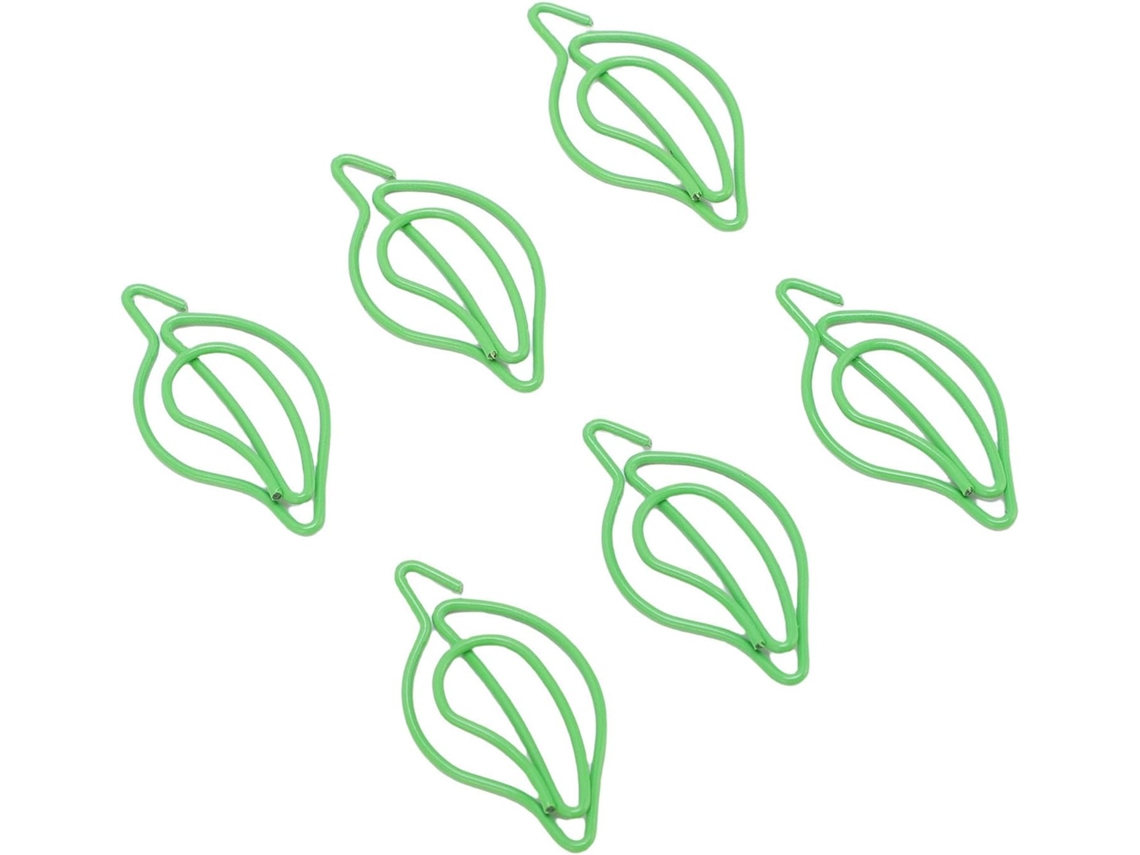 Clips de papel metálicos Cryfokt em formato de folha verde, para organizar documentos e cartões de visita, pacote com 100 unidades.