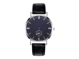 Relógio de pulso masculino moderno com visor analógico de quartzo, resistente e preto.