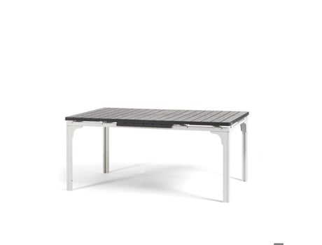 Mesa De Jantar Extensível Para Exterior Thomas Xl Com Estrutura Em Aço E Tampo Em Polietileno Com Aspecto De Madeira Rattatan (branco/ardoise)