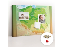 Quadro De Cortiça Com Impressão Mapa Físico Da Polónia Para O Corredor Espelharte (60x40 Cm)