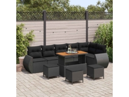 Vidaxl Conjunto De Sofá De Jardim 10 Unid. 10-número De Lugares Preto