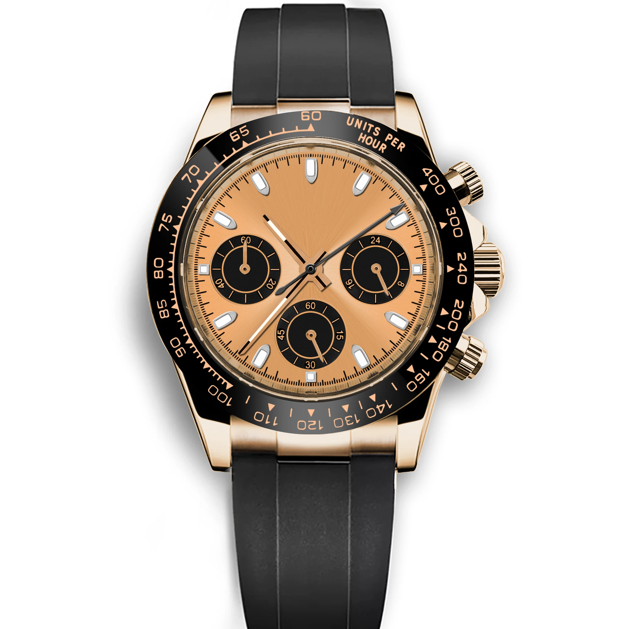 Relógio Masculino De Quartzo (marrom) 39 Mm, Cristal De Safira E Pulseira De Aço Inoxidável, Modelo Esportivo.