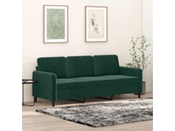 Vidaxl Sofá De 3 Lugares 180 Cm Veludo Verde-escuro
