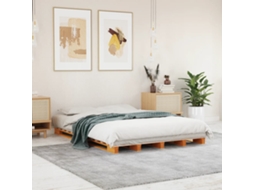 Vidaxl Cama De Paletes 140x200 Cm Madeira Pinho Maciça Castanho Cera