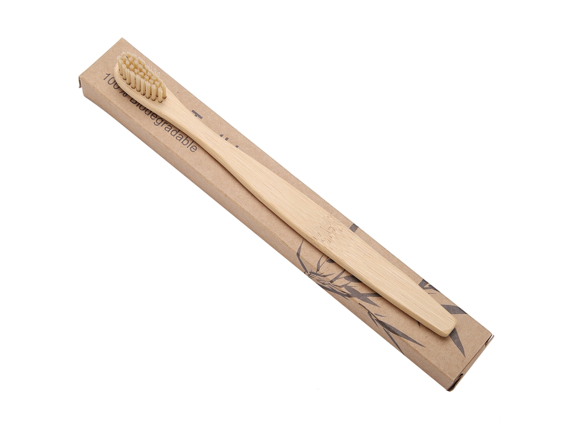 Escova de Dentes de Bambu Biodegradável Cerdas Macias Nylon, 6 Cores (bege)