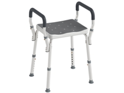 Banquinho com Altura Ajustável para Idosos Ou com Mobilidade Reduzida 52x45x69 Cm Assento Branco e Cinza Ge