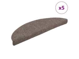 Vidaxl Tapetes De Escada Autoadesivos 5 Peças 56x17x3 Cm Bege Semicircular