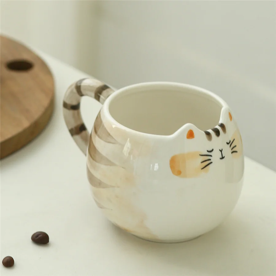 (estilo A 301-400ml) Uma Caneca De Cerâmica Fofa Em Formato De Gato.