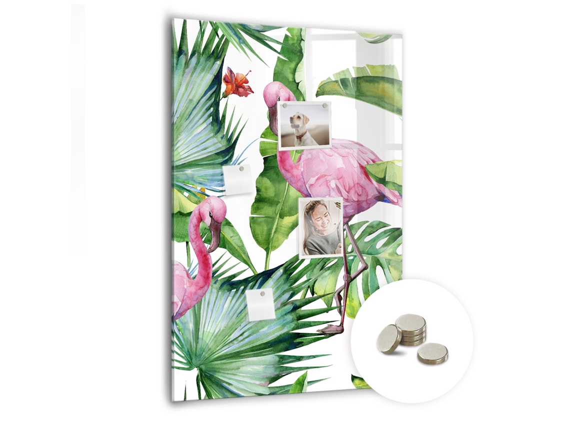 Quadro De Vidro Magnético Flamingo Na Natureza Para A Sala De Estar Espelharte (70x100 Cm)