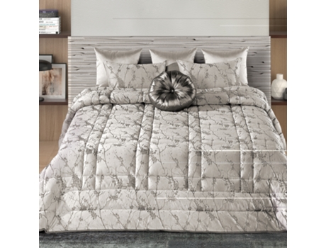 Colcha AREIA 250x260cm Cinza com 2 Almofadas — 100% Poliéster