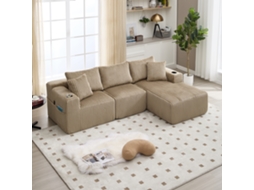 Conjunto Modular Chaise + 2l Veludo Cotelê (réplica).-kd