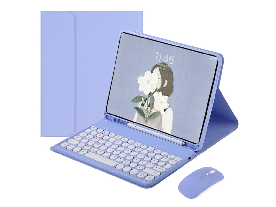 Capa Com Teclado Para Tablet Lurelia, Compatível Com Samsung A7 T500/t505 De 10,4", Roxo Claro, Teclado Bluetooth, Rato 2.4g