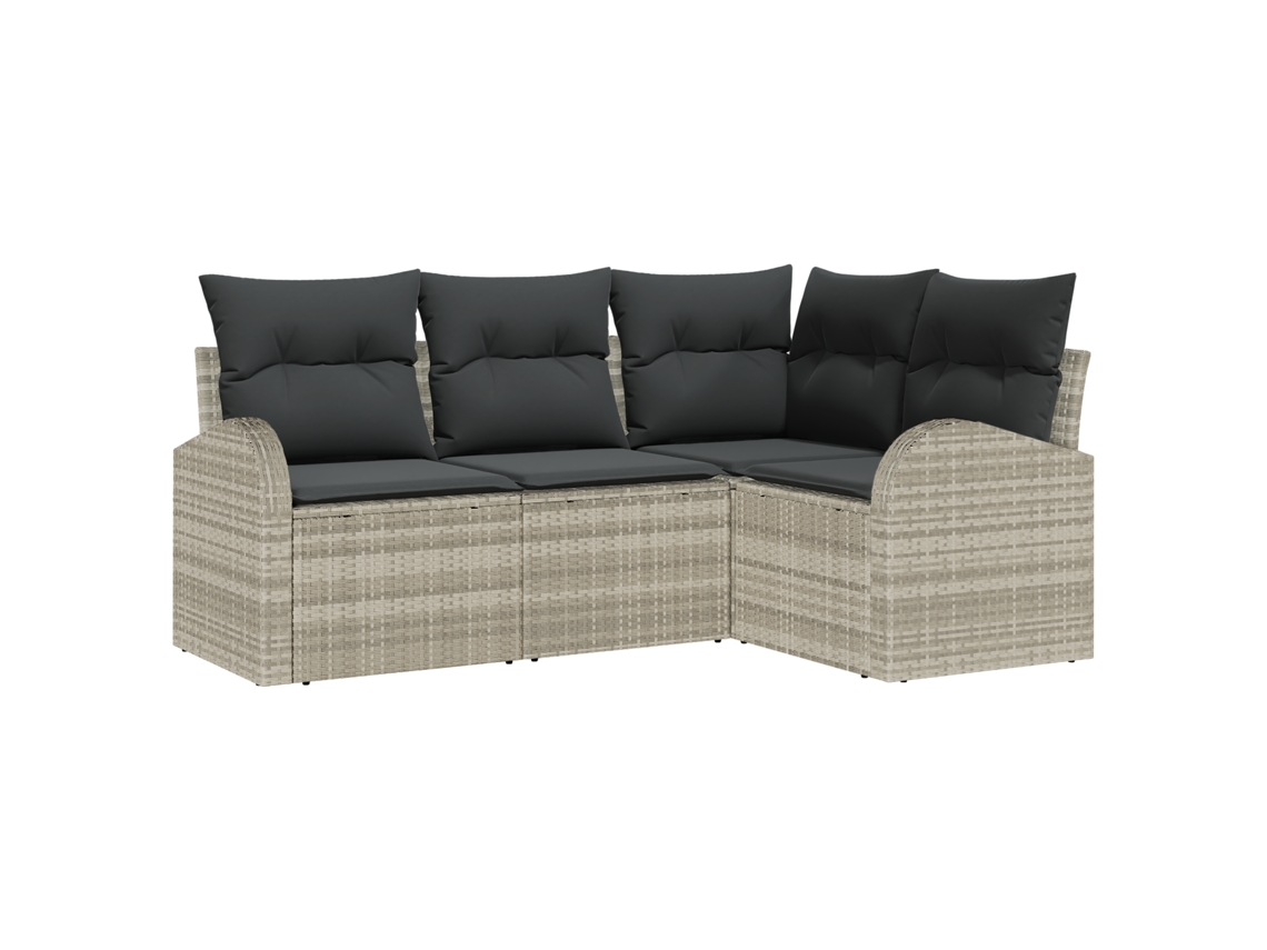 Conjunto 4 Sofá De Jardim Vidaxl Cinzento-claro Vime Pe (179 X 124 X 85 Cm)