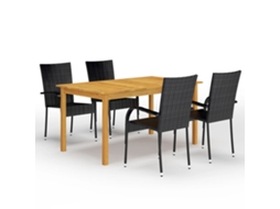Vidaxl 5 Pcs Conjunto de Jantar para Jardim Preto