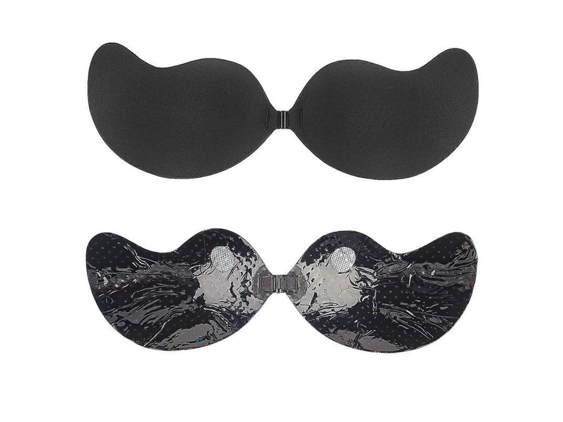 Sutiã Adesivo Sem Costas Push Up com Apoio Forte, Design Manga, Lavável e Invisível para Festas e Vestidos Elegantes Preto Respirável