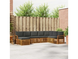 Vidaxl Conjunto De Sofás Para Exterior 8 Pcs Natural E Antracite