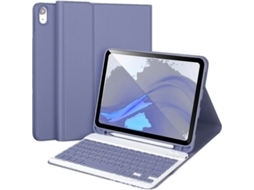 Capa de Teclado Bluetooth para Ipad Mini2 Compartimento para Caneta ,português, Cinza púrpura XIAOMOYU