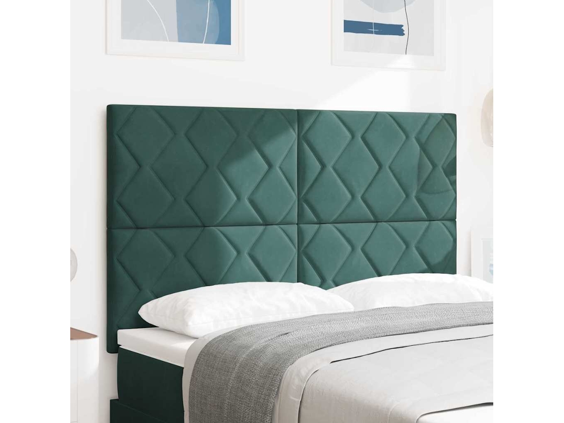 Vidaxl Cabeceira Led Verde Escuro 144 Cm Veludo