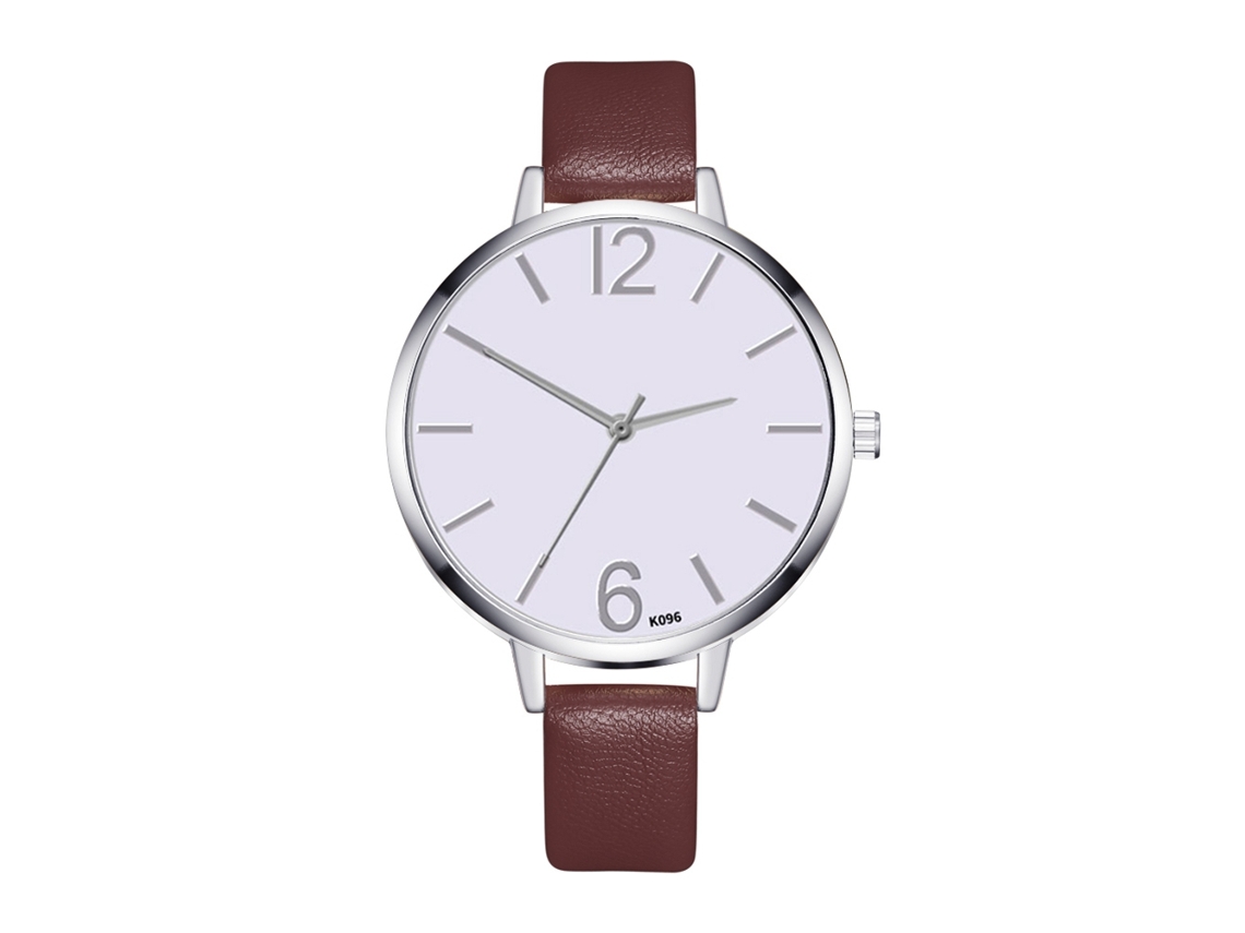 Relógio de Couro Simples Estilo Coreano Zhoulianfa Feminino de Negócio Café