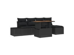 Conjunto 6 Conjunto De Sofá De Jardim Vidaxl Preto Vime Pe (100 X 55 X 73 Cm)