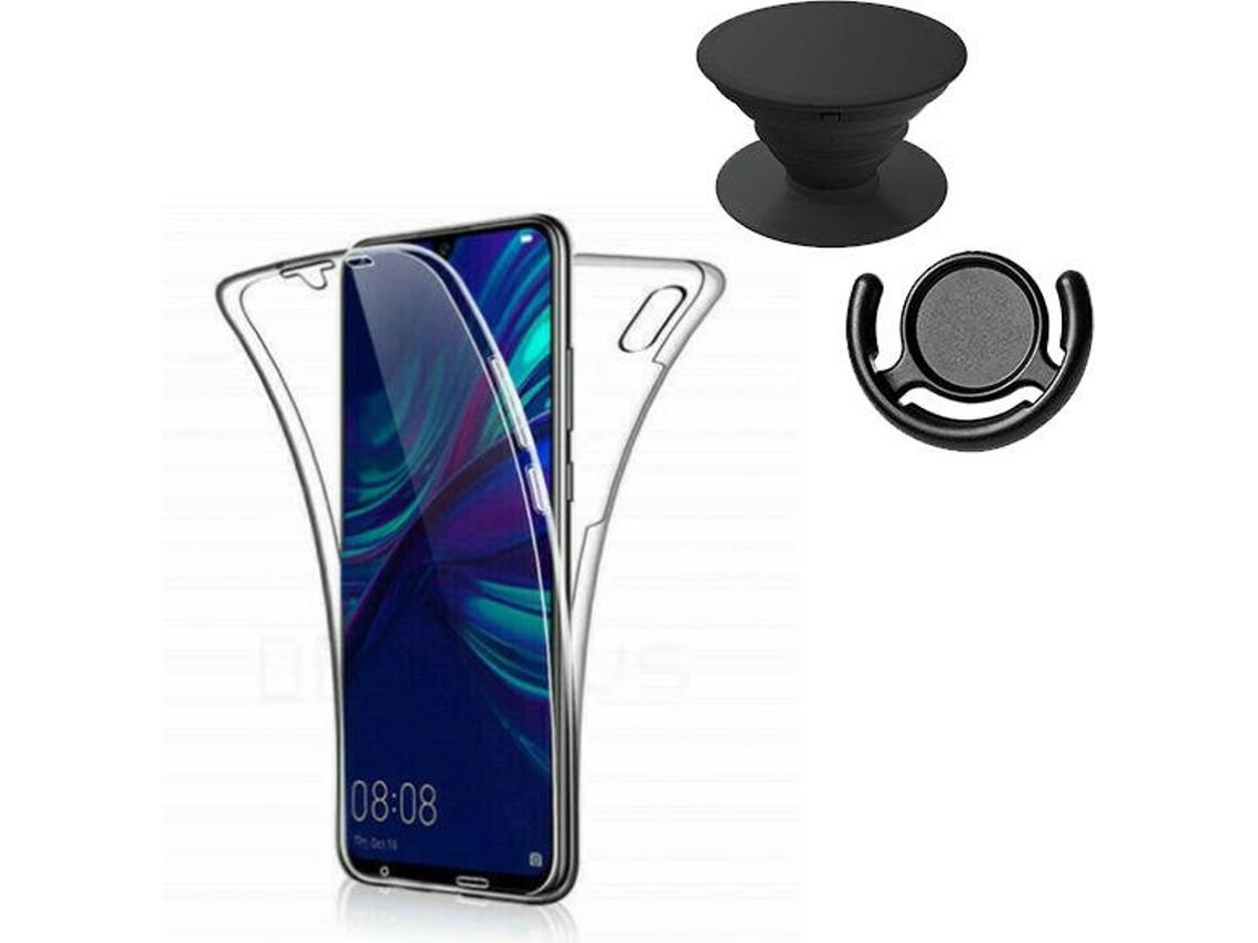 Kit Capa, PopSocket e Suporte PopSocket Huawei Y7 2019 3x1 360º Impact Protection Transparente