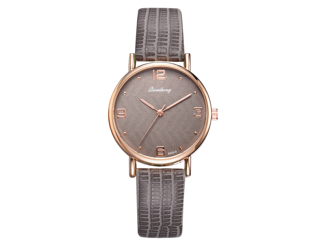 Relógio de Pulso Feminino de Quartzo com Mostrador Redondo Cor Solida Cinza