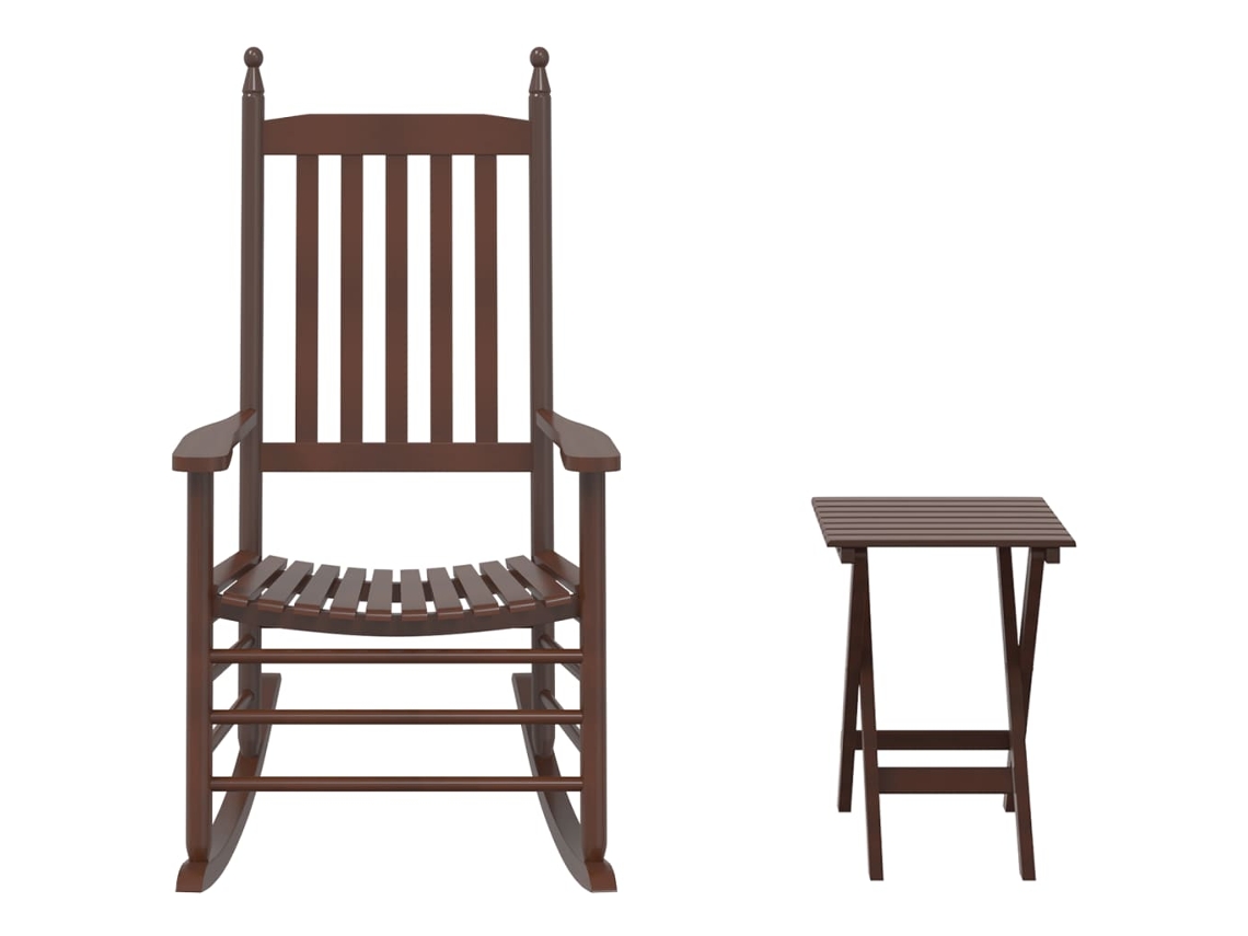 Maison Exclusive - Cadeira De Baloiço Com Mesa Dobrável Álamo Maciço Castanho