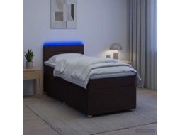 Vidaxl Cama Box Spring Com Colchão Marrom Escuro 80 X 200 Cm Tecido