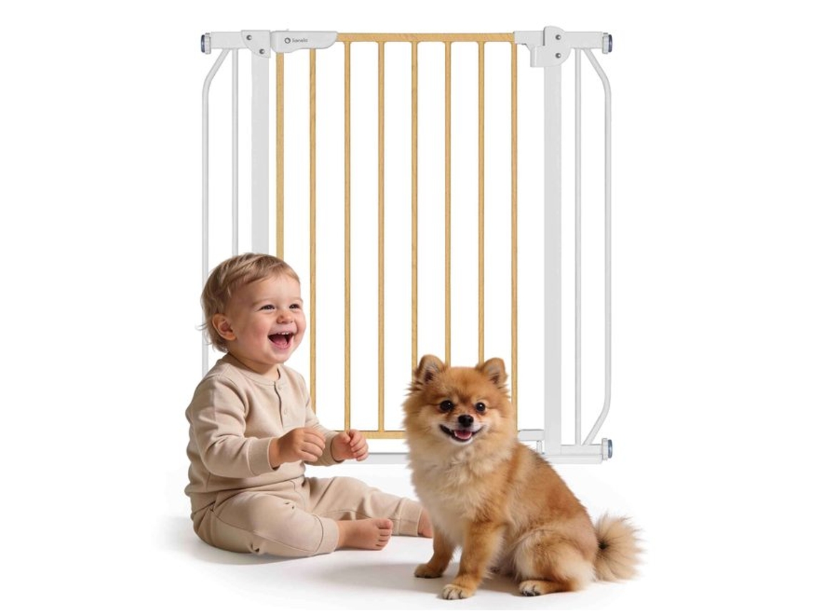 Grade Porta De Proteção Lionelo Truus Slim 75-105cm - Limiar 1,5cm - 2 Extensões - Fecho Automático Branco
