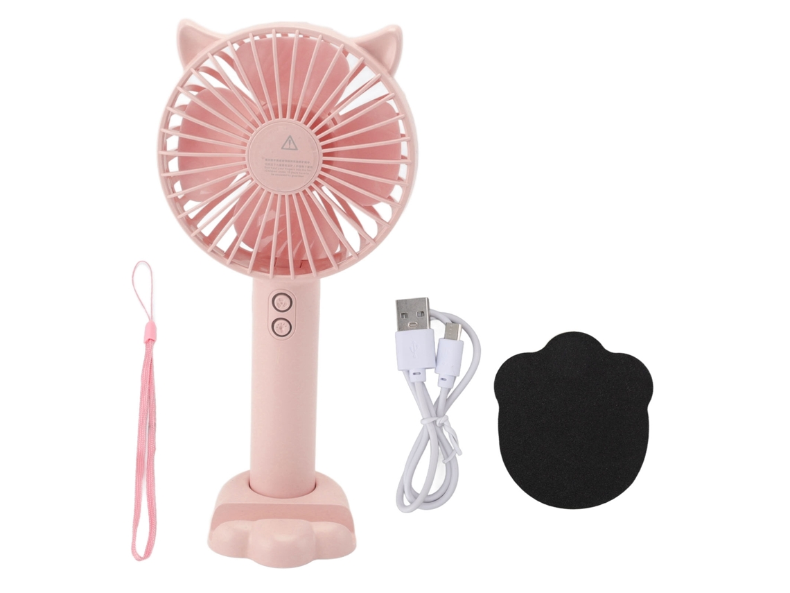 Ventilador Portátil Usb Recarregável Rosa 3 Velocidades