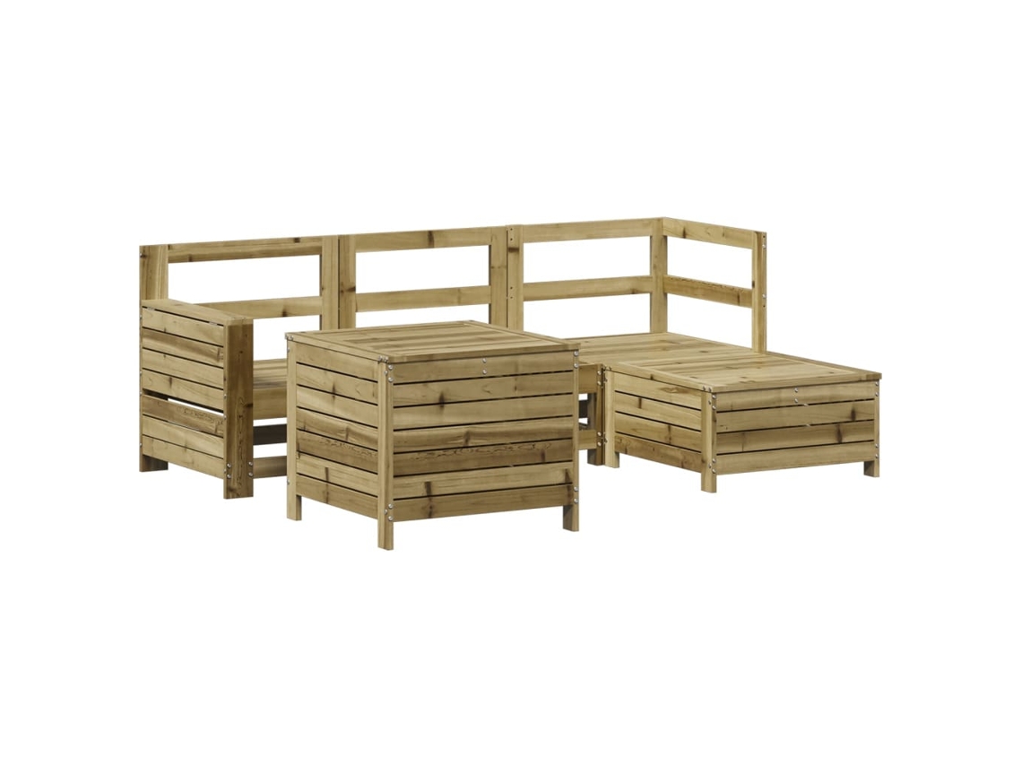 Conjunto 5 de Sofás para Jardim VIDAXL Madeira de Pinho Impregnada