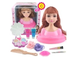 Ats muñeca Cabeza para Peinado com Franja Recta Kit de Peluquería Maquiagem Brinquedo Acessórios Básicos Presente