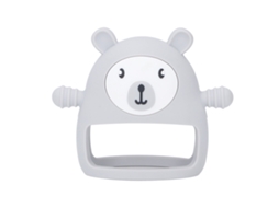 Primerox mordedor de Silicone para Bebê com Alça Animal Fofo Lavável Alivia Inchaço Gengiva Cinza