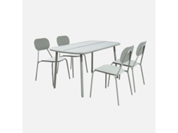 Conjunto De Jardim Com Mesa Em Alumínio Com 4 Cadeiras, Cinza