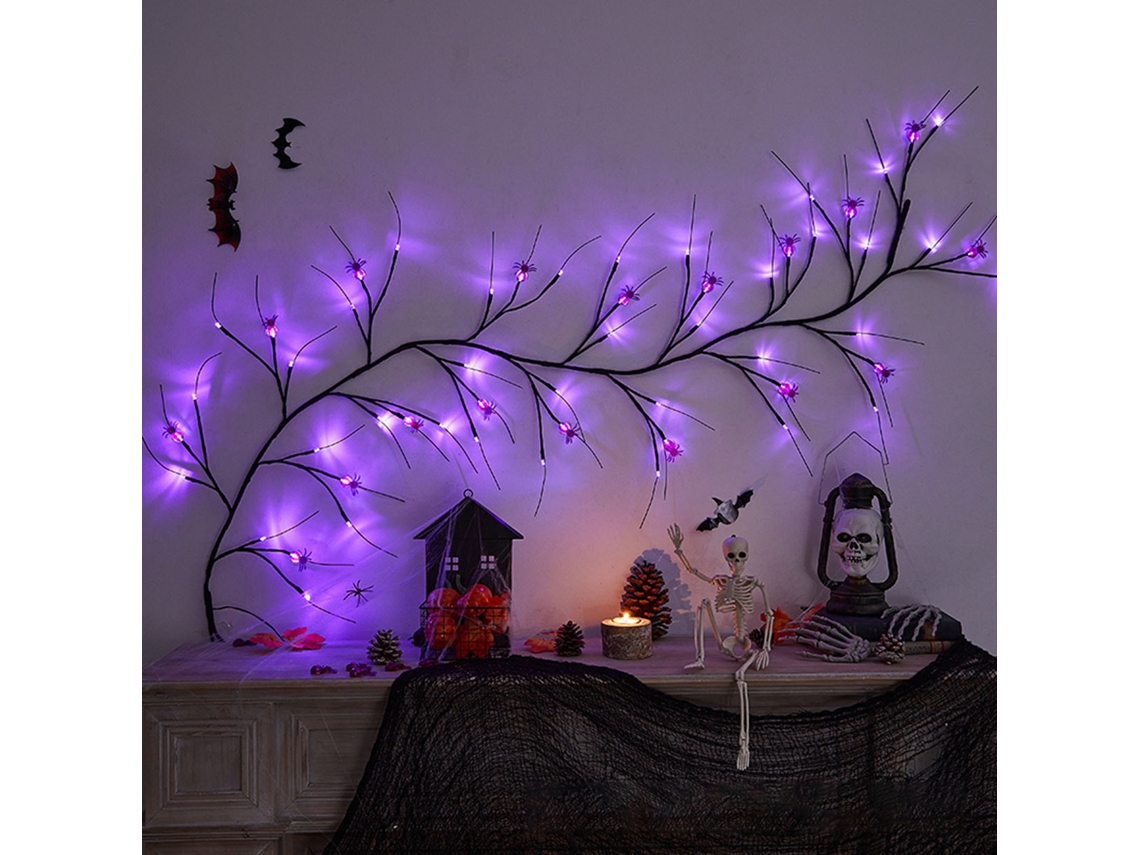 Luzes Halloween Led Aranha Roxas Decoração Impermeável Alimentadas Por Bateria RNEMITERY