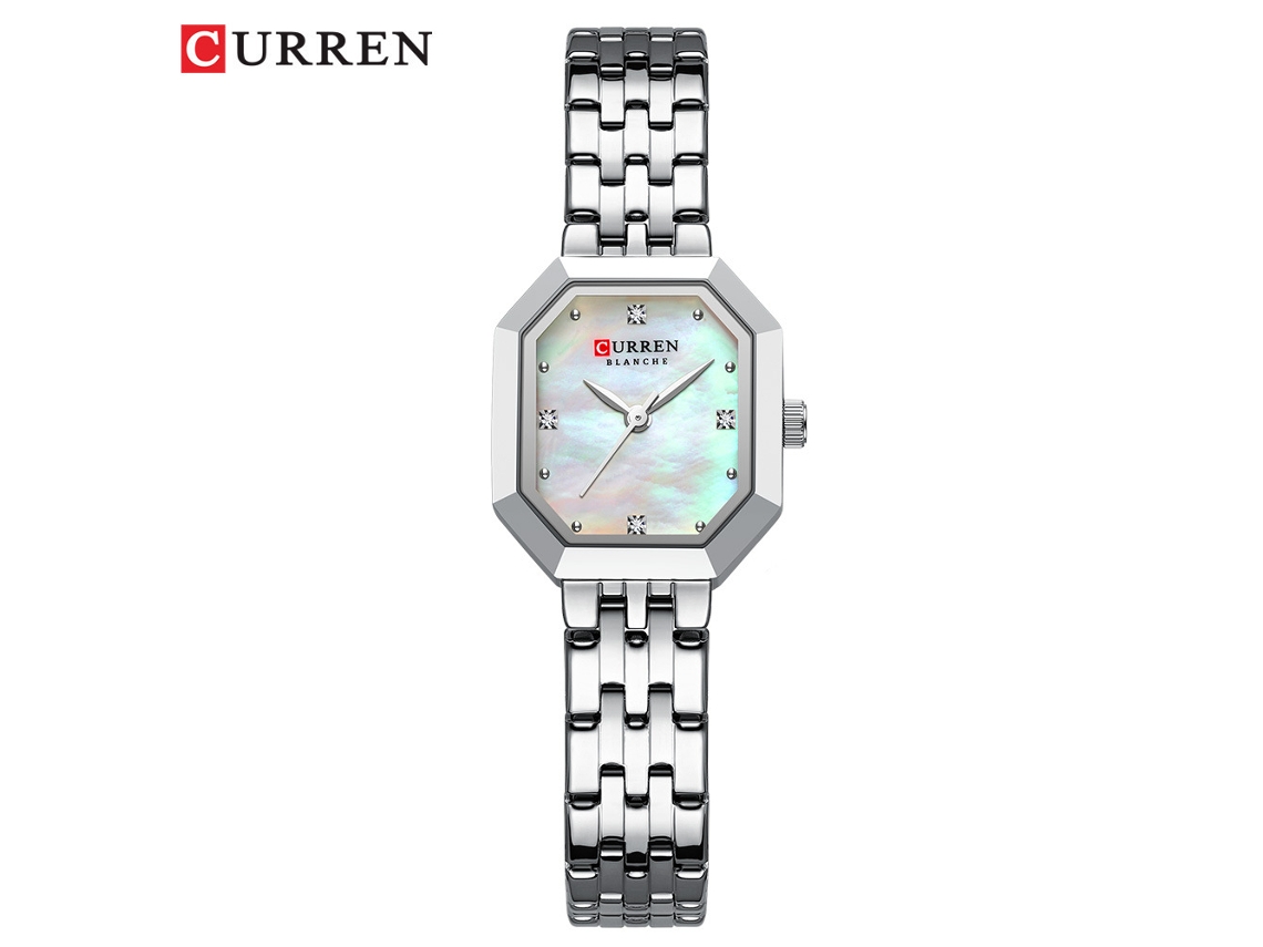 (branco) Relógio Feminino Retangular Elegante Com Mostrador Em Formato De Concha, Relógio De Pulso Sofisticado E Elegante.