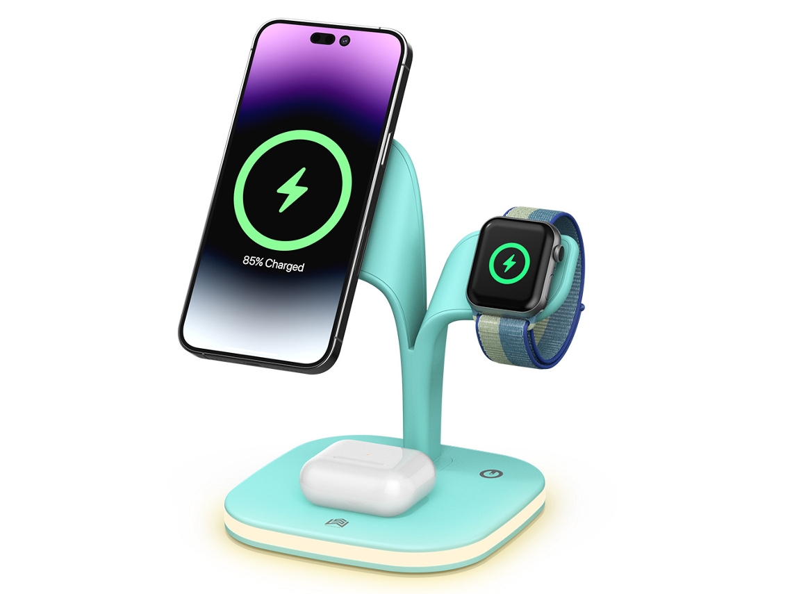 Estação de Carregamento 3 em 1 Watch e Phone Magsafe Verde YANYXR