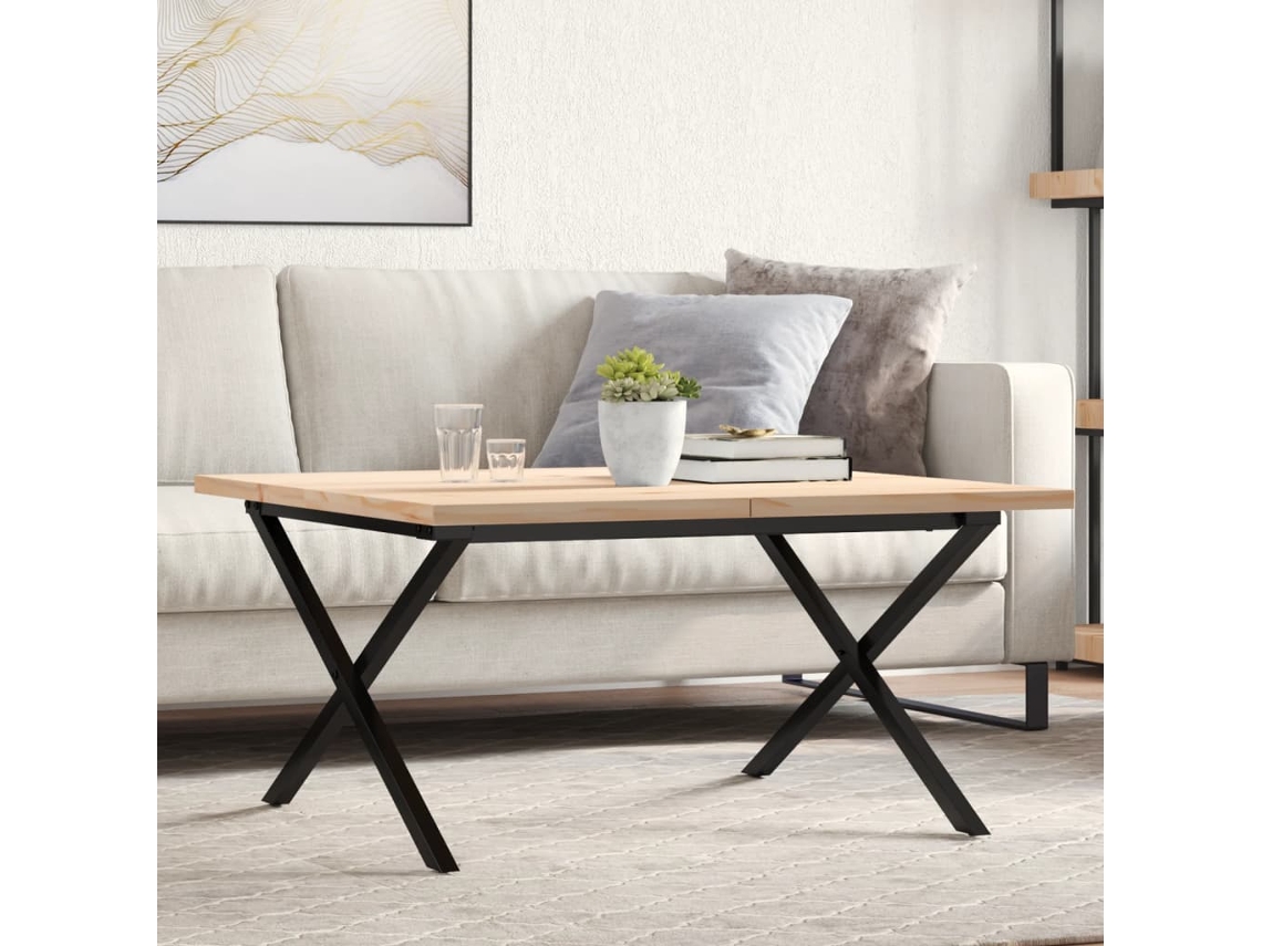 Vidaxl Mesa De Centro Estrutura Em X 90x90x45,5 Cm Pinho/aço