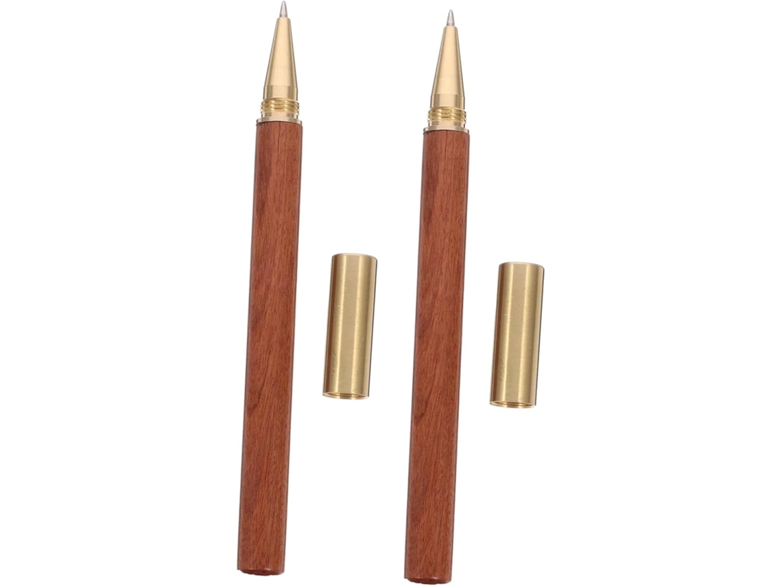 Caneta Esferográfica, Gel, Rollerball Em Clipe De Madeira Cor Cobre